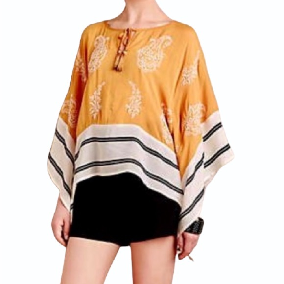 Anthropologie Tops - Anthropologie Floreat Sunglow Caftan Blouse
